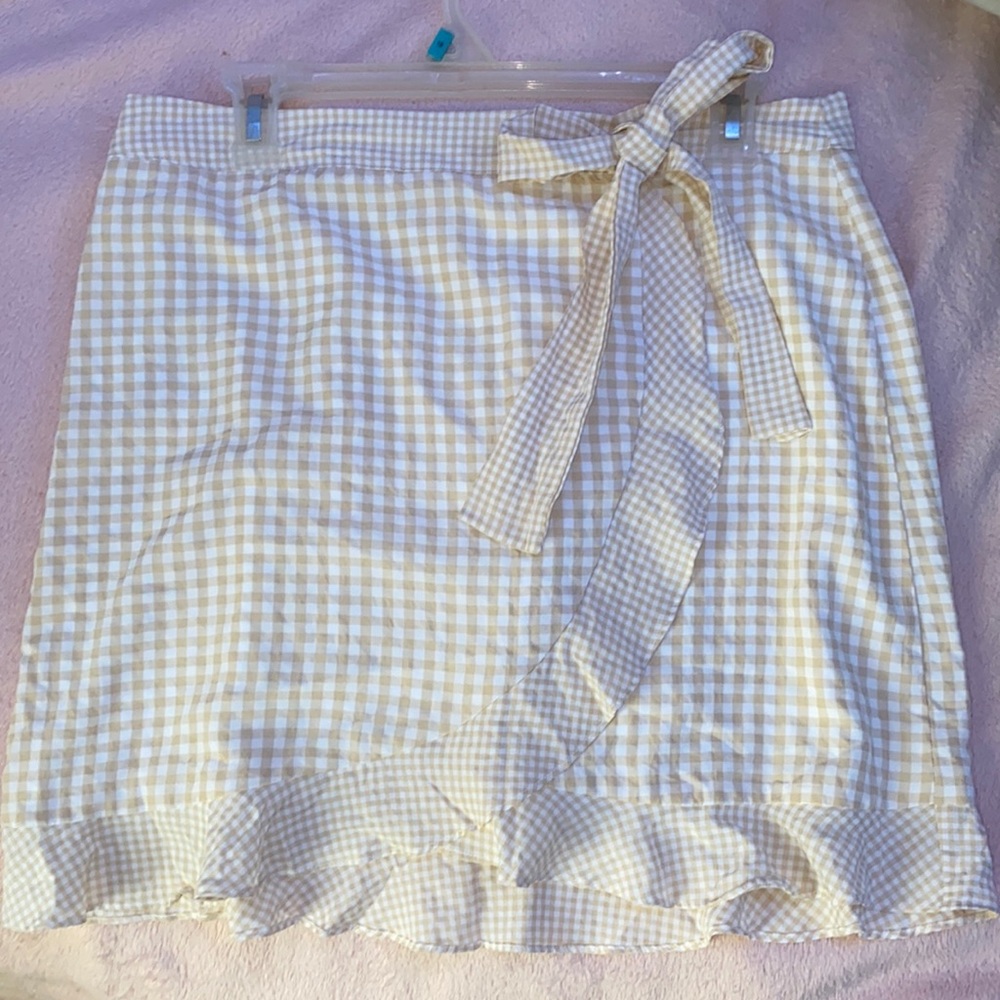 Pastel yellow plaid summer skirt